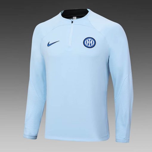 2023/2024 Internazionale Milan Half-Pull Training Suit Light Blue Football Jersey  Thai Quality Set