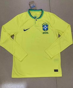 2022 FIFA World Cup Long Sleeve Brazil Home Soccer Jersey