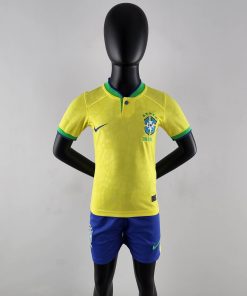 2022 World Cup Brazil Home Soccer Jersey Kids Size