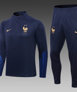 2022 France Half-Pull Training Suit Royal Blue Football Shirt Set