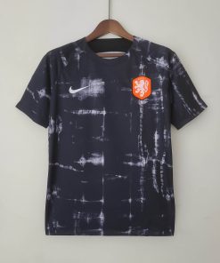 2022 Netherlands Training Wear Black Soccer Shirt