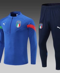 2022 Italy Half-Pull Training Suit Blue Soccer Shirt Set