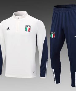 2023 Italy Half-Pull Training Suit Off-White Soccer Shirt Set