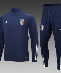 2023 Italy Half-Pull Training Suit Royal Blue Soccer Shirt Set