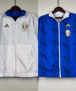 2023-2024 Italy Reversible Windbreaker （White-Blue）Soccer Jersey 1:1 Thai Quality