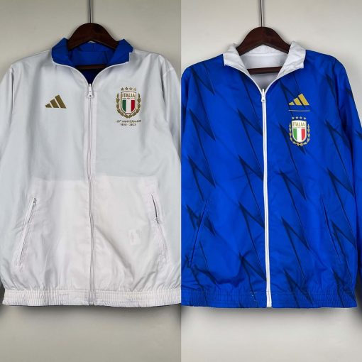 2023-2024 Italy Reversible Windbreaker （White-Blue）Soccer Jersey 1:1 Thai Quality