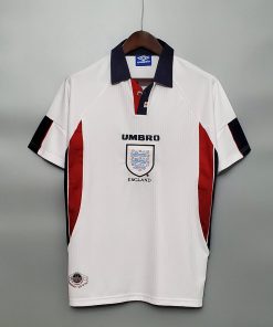 1998 Retro England Home Soccer Jersey