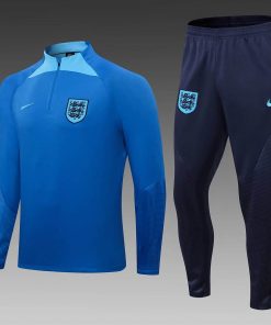 2022 England Half-Pull Training Suit Blue Soccer Jersey Set