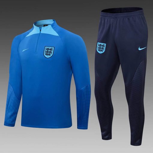 2022 England Half-Pull Training Suit Blue Soccer Jersey Set