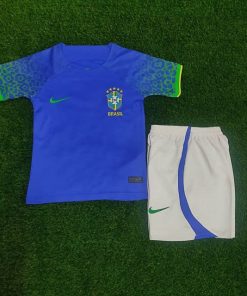 2022 World Cup Brazil Away Soccer Jersey Kids Size