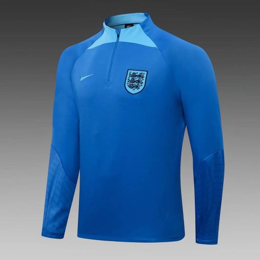 2022 England Half-Pull Training Suit Blue Soccer Jersey Set