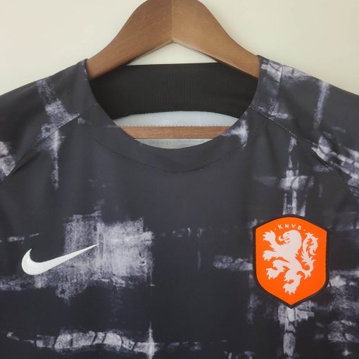 2022 Netherlands Training Wear Black Soccer Shirt