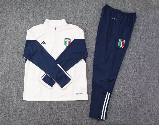 2023 Italy Half-Pull Training Suit Off-White Soccer Shirt Set