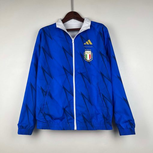 2023-2024 Italy Reversible Windbreaker （White-Blue）Soccer Jersey 1:1 Thai Quality