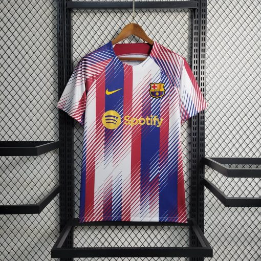 2023/2024 Barcelona Training Wear Red White Blue Jersey