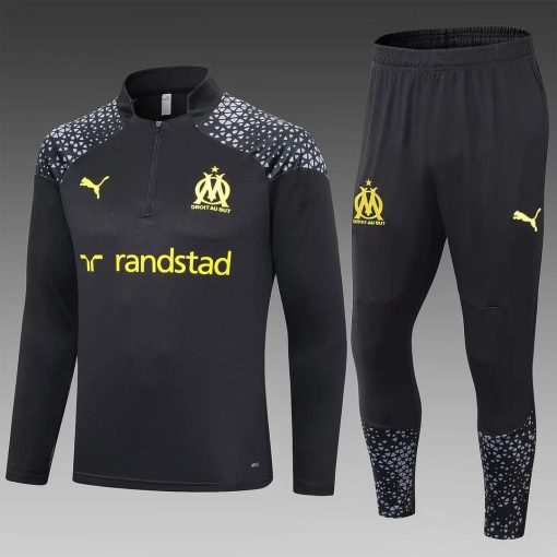 2023/2024 Olympique de Marseille Half-Pull Training Suit Black Football Jersey Set