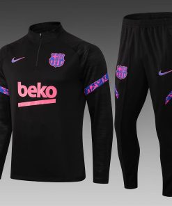 2021/2022 Barcelona Half-Pull Training Suit Black Jersey Set