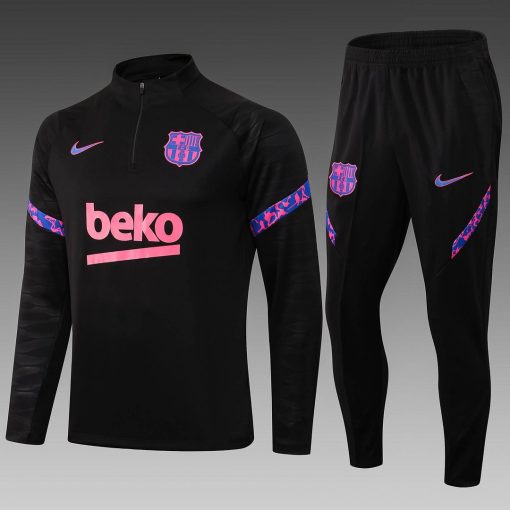 2021/2022 Barcelona Half-Pull Training Suit Black Jersey Set