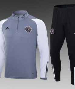 2023/2024 Inter Miami Half-Pull Training Suit gray Football Shirt  Thai Quality Set