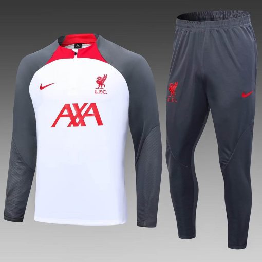 2023/2024 Liverpool Half-Pull Training Suit White Jersey  Thai Quality Set