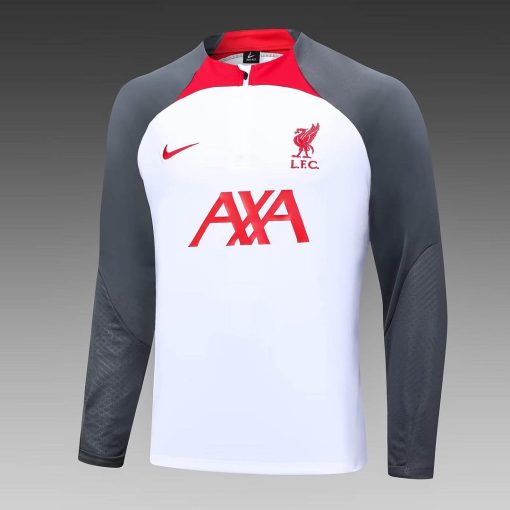 2023/2024 Liverpool Half-Pull Training Suit White Jersey  Thai Quality Set