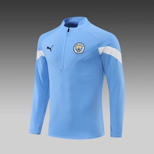 2022/2023 Manchester City Half-Pull Training Suit Blue Football Shirt Thai Quality Set