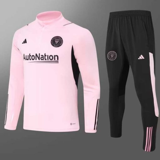 2023 Inter Miami Half-Pull Training Suit Pink Football Shirt  Thai Quality Set