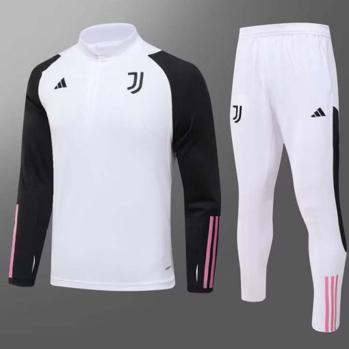 2023/2024 Juventus Half-Pull Training Suit White Football Shirt Thai Quality Set