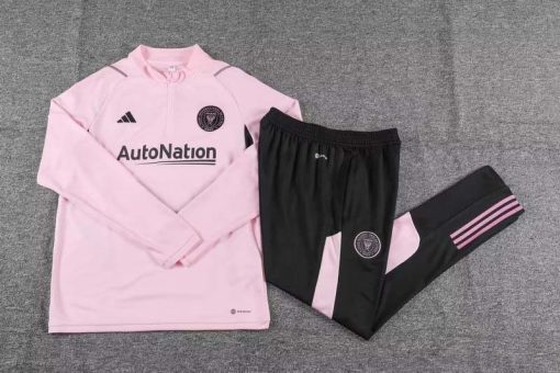 2023 Inter Miami Half-Pull Training Suit Pink Football Shirt  Thai Quality Set