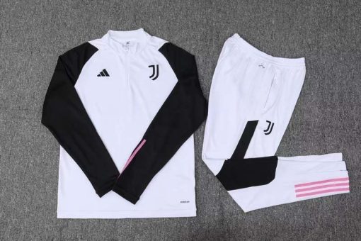 2023/2024 Juventus Half-Pull Training Suit White Football Shirt Thai Quality Set