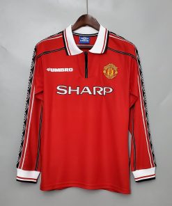 1998-1999 Retro Long Sleeve Manchester United Home Football Shirt  Thai Quality