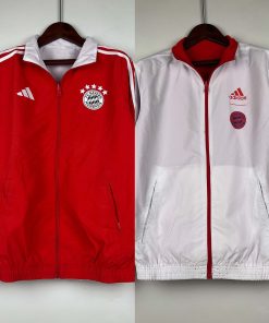 2023-2024 Bayern Munich Reversible Windbreaker （Red-white）Soccer Jersey  Thai Quality