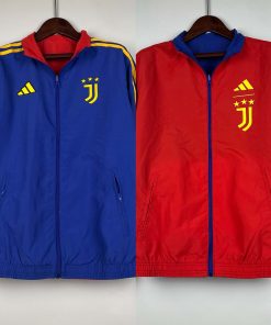 2023-2024 Juventus Reversible Windbreaker（Blue-red）Soccer Jersey  Thai Quality