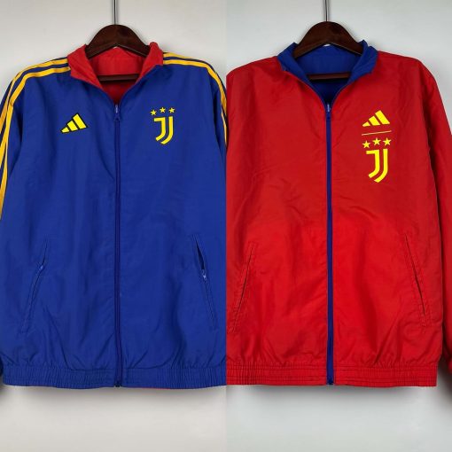 2023-2024 Juventus Reversible Windbreaker（Blue-red）Soccer Jersey  Thai Quality