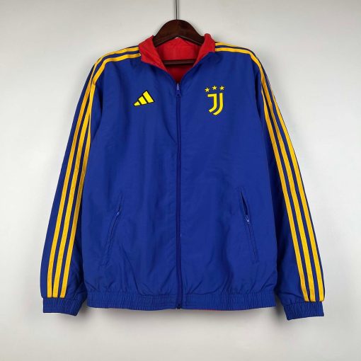 2023-2024 Juventus Reversible Windbreaker（Blue-red）Soccer Jersey  Thai Quality