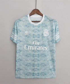 2022/2023 Real Madrid Training Wear Light Blue Pattern Football Shirt