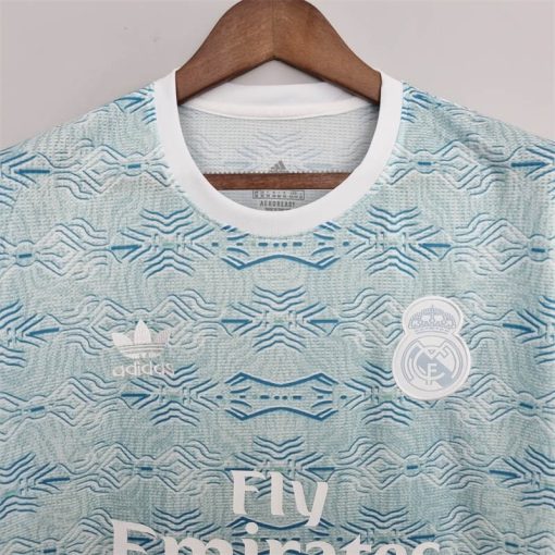 2022/2023 Real Madrid Training Wear Light Blue Pattern Football Shirt