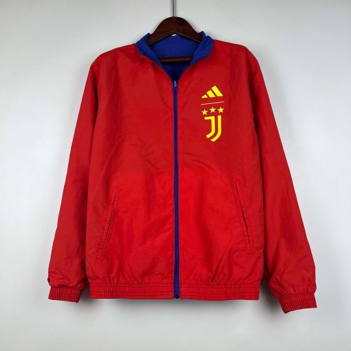 2023-2024 Juventus Reversible Windbreaker（Blue-red）Soccer Jersey  Thai Quality