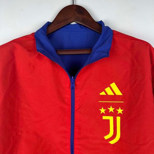 2023-2024 Juventus Reversible Windbreaker（Blue-red）Soccer Jersey  Thai Quality