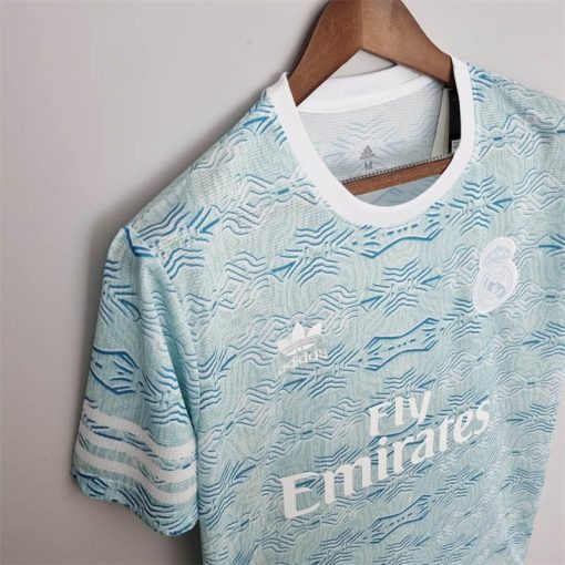 2022/2023 Real Madrid Training Wear Light Blue Pattern Football Shirt