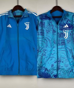 2023-2024 Juventus Reversible Windbreaker Blue Soccer Jersey Thai Quality