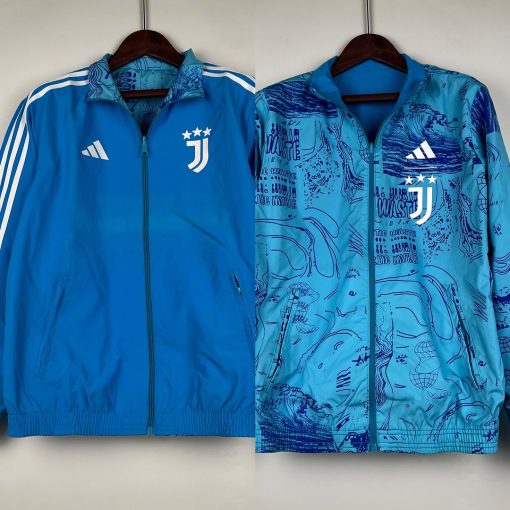 2023-2024 Juventus Reversible Windbreaker Blue Soccer Jersey Thai Quality