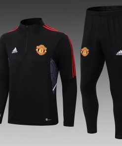 2022/2023 Manchester United Half-Pull Training Suit Black Football Shirt  Thai Quality Set