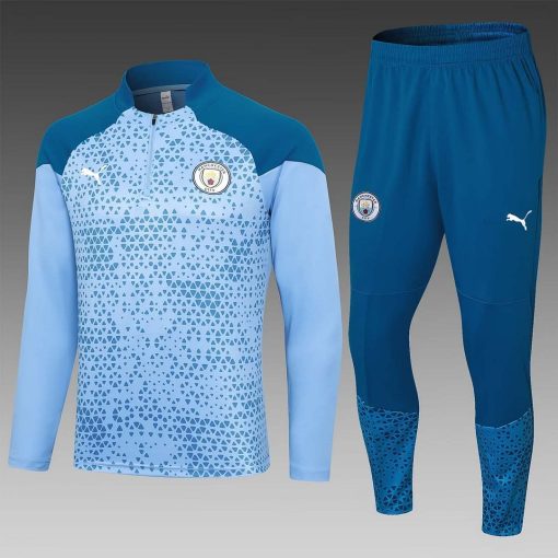 2023/2024 Manchester City Half-Pull Training Suit blue Football Shirt  Thai Quality Set