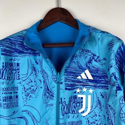 2023-2024 Juventus Reversible Windbreaker Blue Soccer Jersey Thai Quality