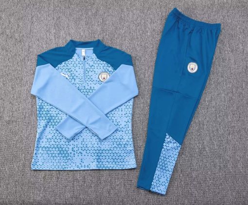 2023/2024 Manchester City Half-Pull Training Suit blue Football Shirt  Thai Quality Set