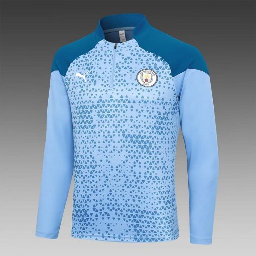 2023/2024 Manchester City Half-Pull Training Suit blue Football Shirt  Thai Quality Set