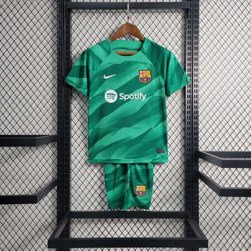 2023/2024 Barcelona Goalkeeper Green Soccer Shirt  Thai Quality Kids Size