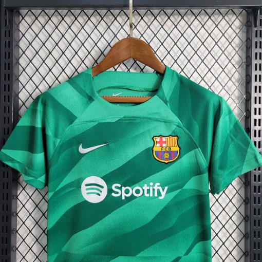 2023/2024 Barcelona Goalkeeper Green Soccer Shirt  Thai Quality Kids Size