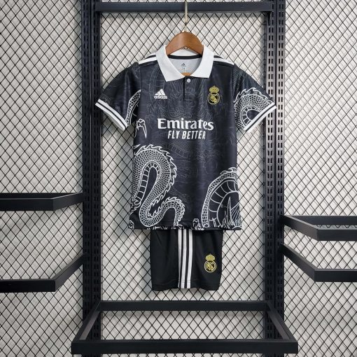 2023/2024 Real Madrid Chinese Dragon Black Football Shirt Kids Size